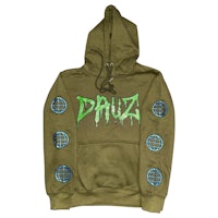 a green hoodie with the word druz on it