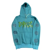 a blue hoodie with the word daz on it